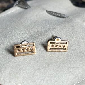 Chicago flag rose gold post earrings